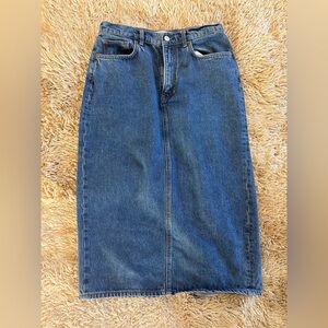 Reformation Classic Blue Denim Midi Skirt